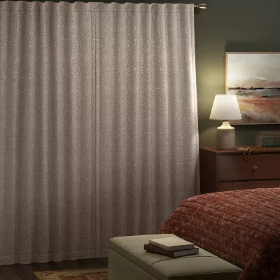 Blackout Embossed Velvet Curtain Panel Brown