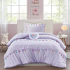 Full/Queen Jamie Tassel Comforter Set with Heart Shaped Throw Pillow Lavender