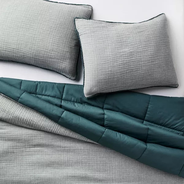 Textured Chambray Comforter & Sham Set - Full/Queen