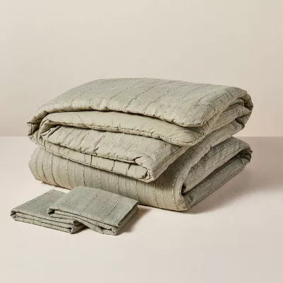 3pc Washed Loop Stripe Comforter Bedding Set - Full/Queen