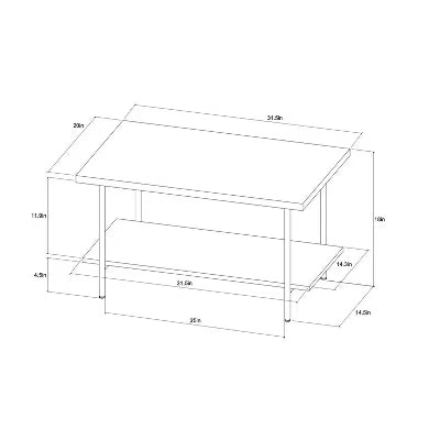 Wood and Metal Coffee Table with Storage Shelf
