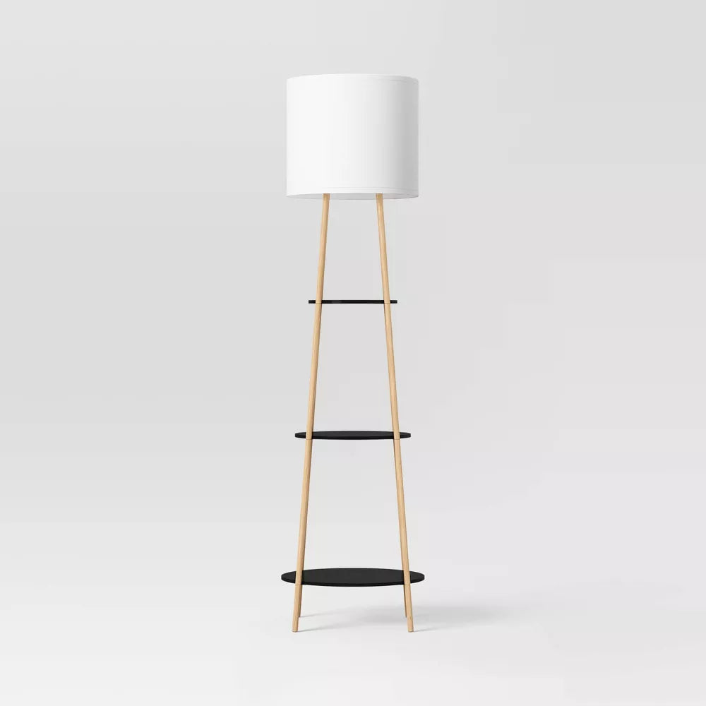 Shelf Floor Lamp Black/Natural