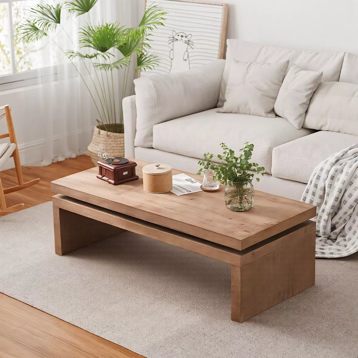 47" Rectangular Wooden Coffee Table - Cuddlewood SHOWROOM ITEM
