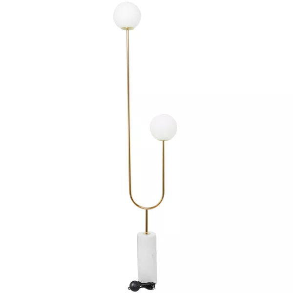 2-Light Marble Orb Floor Lamp with Marble Base