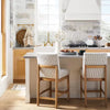 Upholstered Natural Wood Slipper Counter Stool