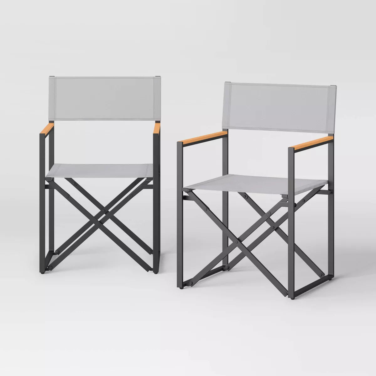 Henning Folding Patio Chair Gray (Set of 2) - Threshold™ - SHOWROOM ITEM