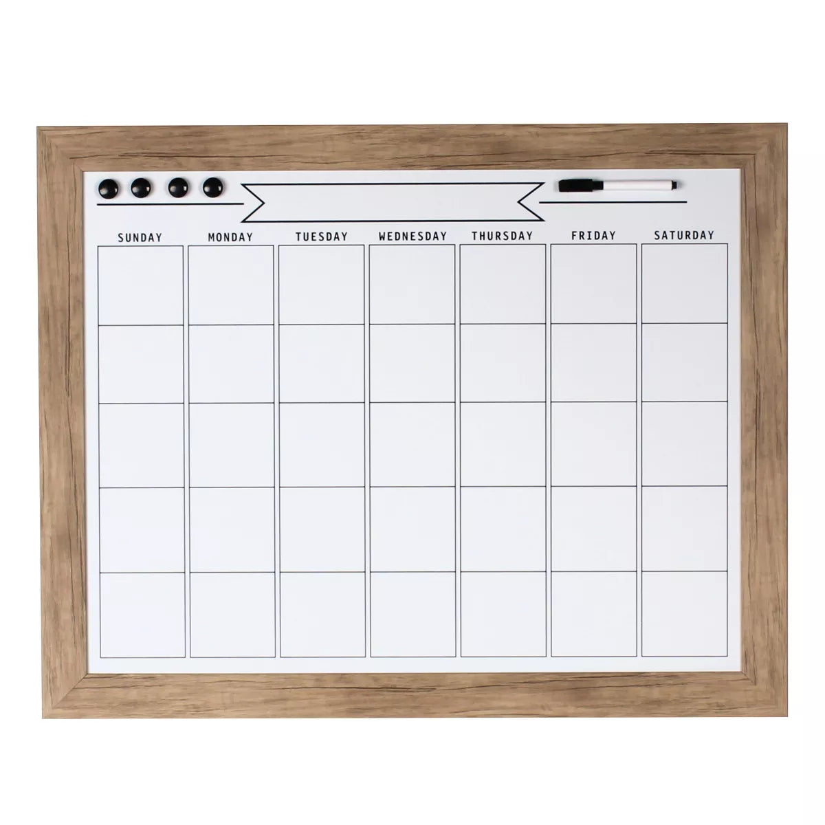 Beatrice Framed Magnetic Dry Erase Monthly Calendar Rustic Brown