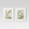 (Set of 2) Leaf Framed Wall Art Set Natural -  Botanical Drawing, Beige Frame, Vertical Display