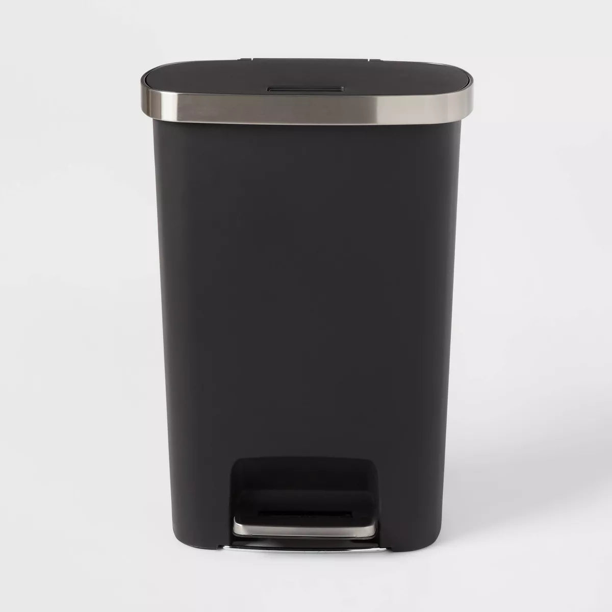 Plastic Locking Lid Step Trash Can Black - Indoor Kitchen, Spot Clean