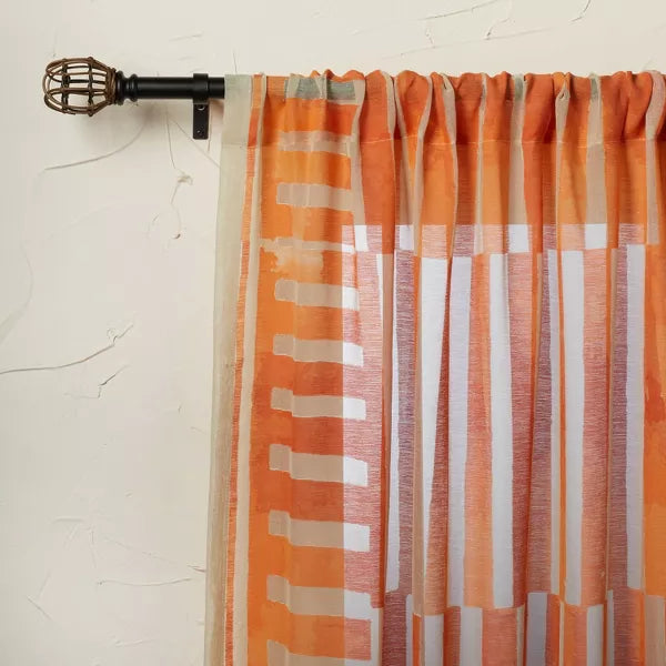1pc Sheer Ophelia Printed Burnout Window Curtain Panel Orange