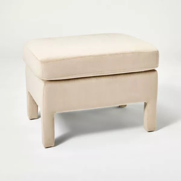 Bellfield Fully Upholstered Ottoman - Light Brown Velvet SHOWROOM ITEM