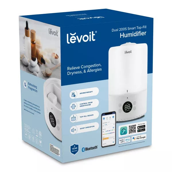 Dual Smart Top Fill Humidifier: Cool Mist, Ultrasonic, No Filter, Bedroom & Baby