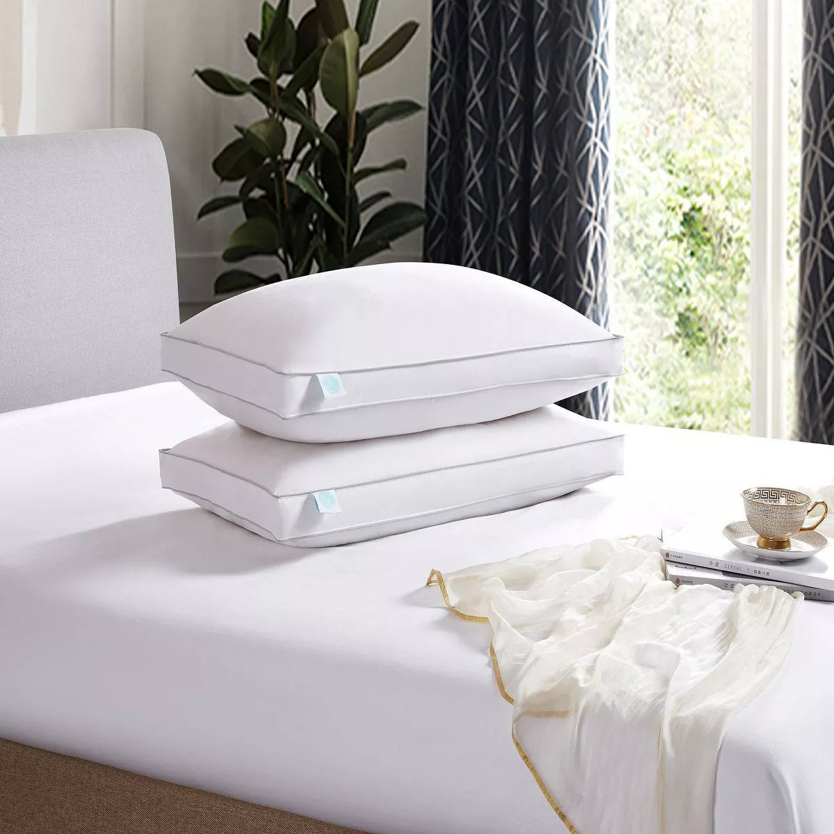 1-Piece Standard Feather & Down Bed Pillow White