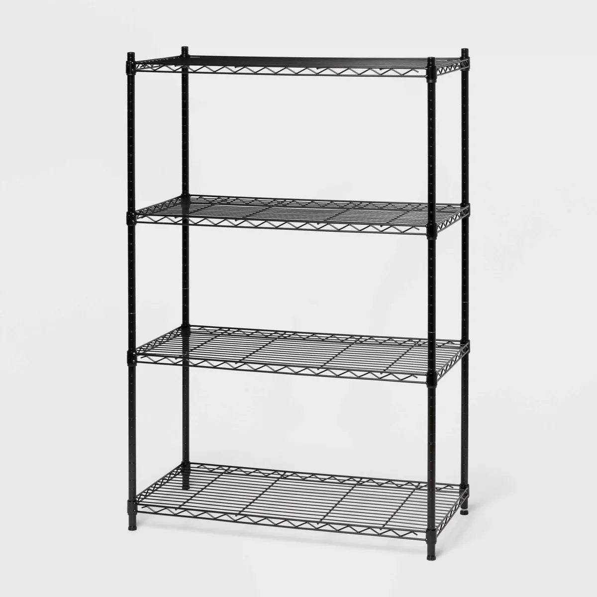 4 Tier Wide Wire Shelving Black - Steel Storage Shelves, Adjustable Wire Rack