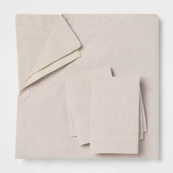 Cotton Linen Chambray Duvet Cover & Sham Set - King