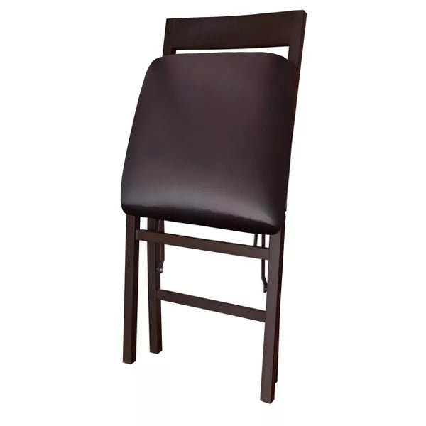 Wood Ladder Back Padded Folding Chair Brown Set of 4