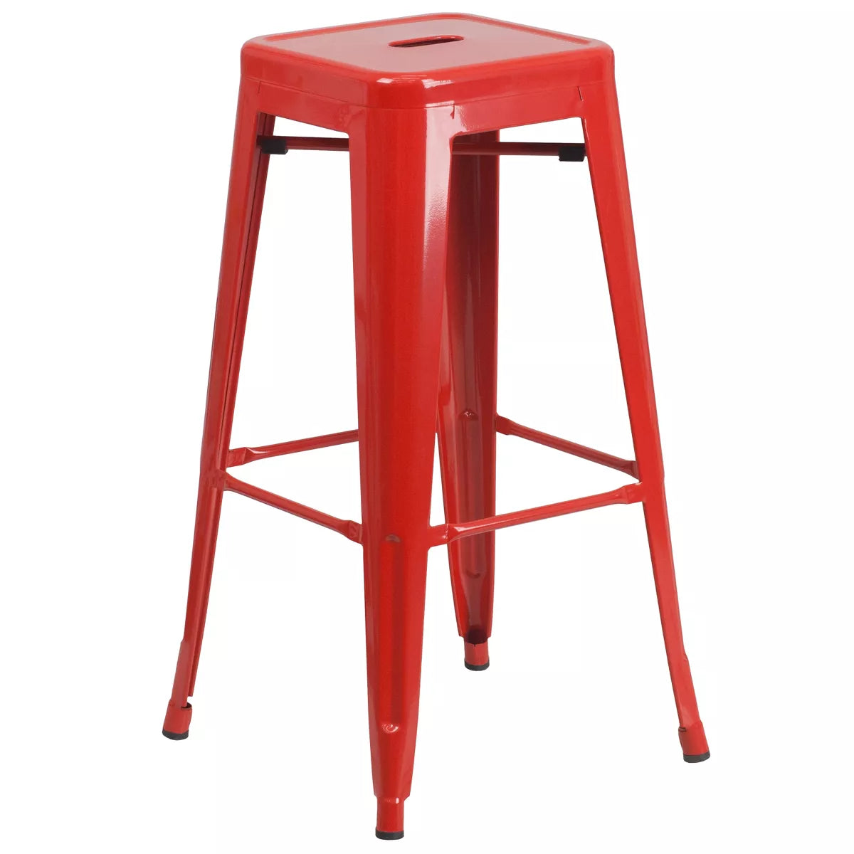 Commercial Grade Backless Metal Indoor-Outdoor Barstool with Square Seat - Set of 2