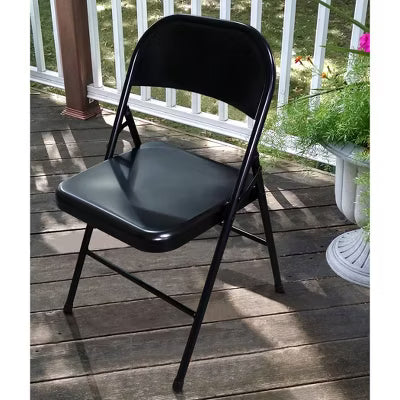 Metal Folding Chair Black - Set of 2