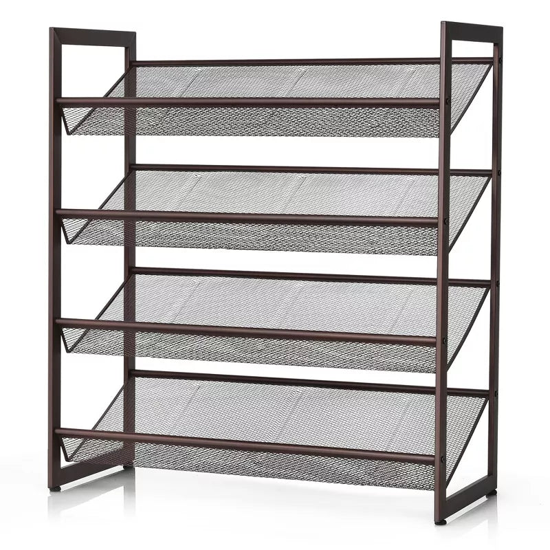4-Tier Shoe Rack Adjustable to Flat or Slant Shoe Organizer Holder Stand