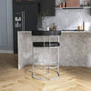 Cannonwood Half Moon Shape Metal Upholstered Back Counter Height Barstool Silver: Faux Leather