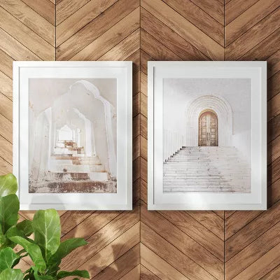 Architecture Framed Arts Neutrals - Vertical Wall Art, Brown Frame, Paper Material, Sawtooth Back Mount - Set of 2