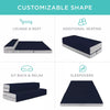 Folding Portable Midnight Blue Mattress Topper, Washable Cover - Full