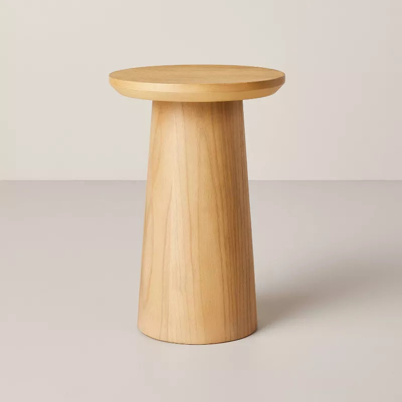 Wooden Round Pedestal Accent Drink Table