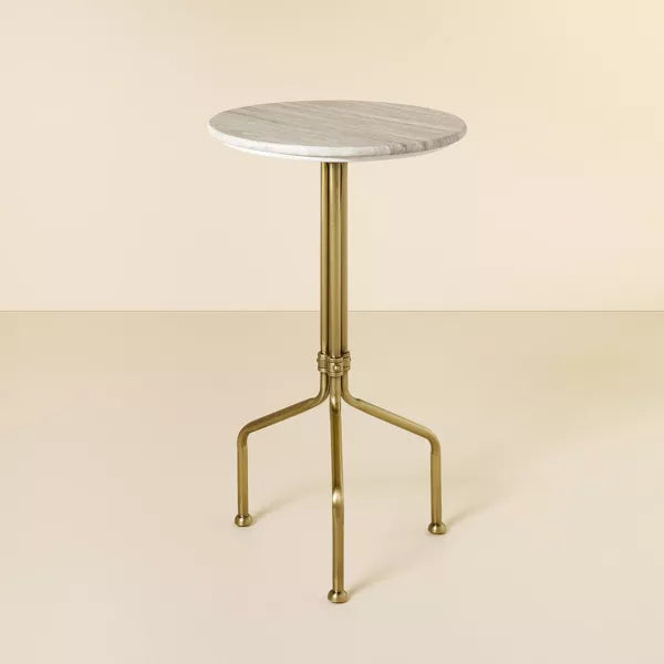 Marble and Brass Accent Side Drink Table