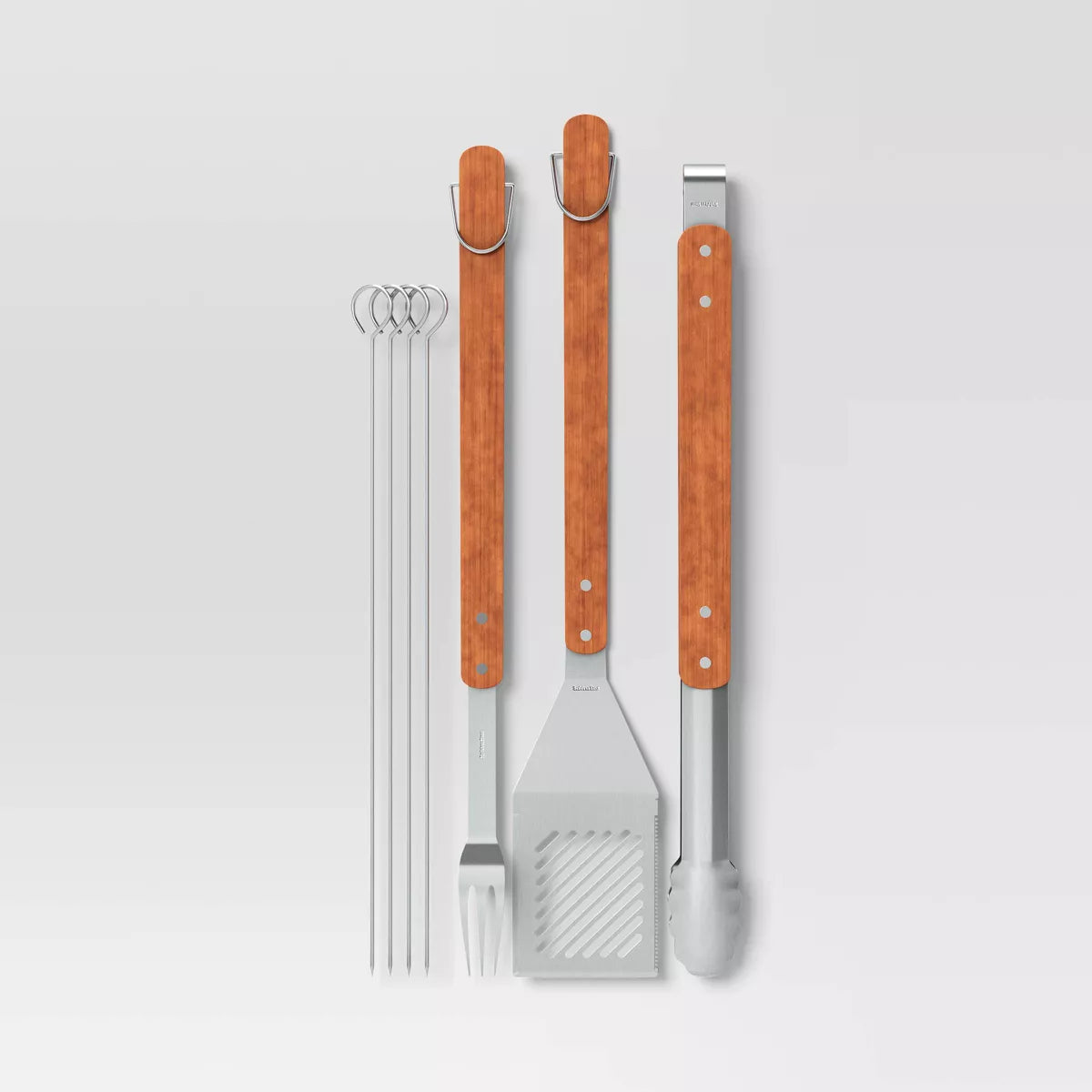 7pc Stainless Steel Grill Tool Set Light Silver, final cut