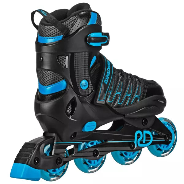 Custom Adult In-Fit Skates - Blue/Black 9-12: Adjustable, Padded Boot Shaft