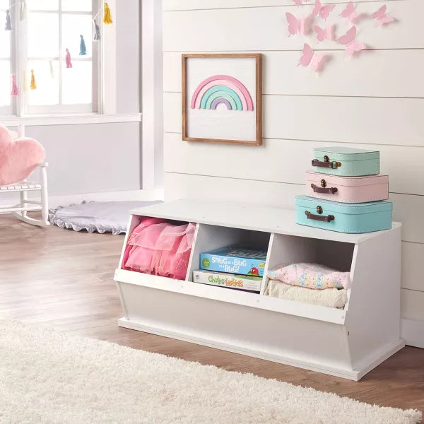 Three Bin Stackable Storage Cubby
