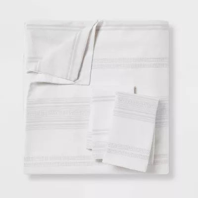 Cotton Woven Stripe Duvet Cover & Sham Set - King