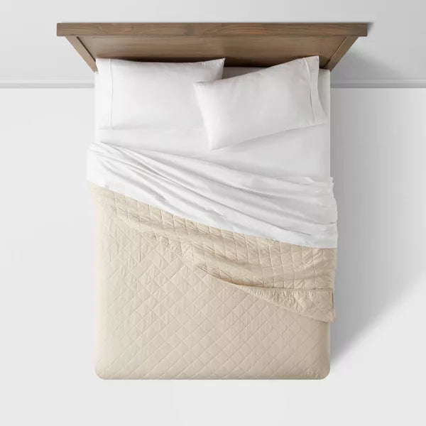 Diamond Stitch Cotton Linen Quilt King