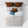 8pc Woven Stripe Comforter Bedding Set Blue/Orange/Off White - King