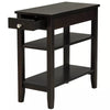 3-Tier Side End Table with Drawer Double Shelf Narrow Nightstand Espresso-Black