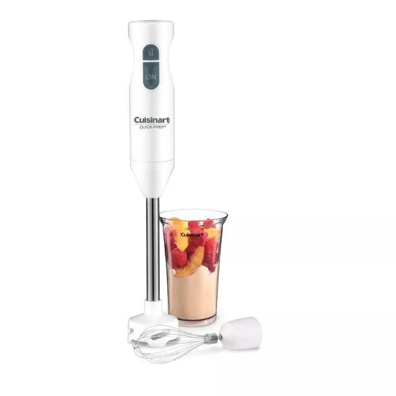 Quick-Prep Single-Speed Hand Blender - White: Immersion Blender, Stainless Steel