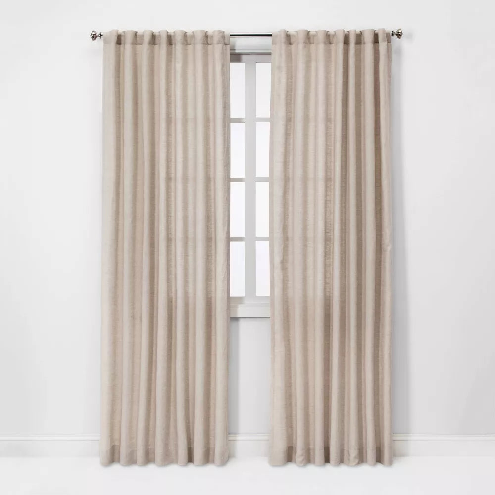 1pc Light Filtering Linen Window Curtain Panel