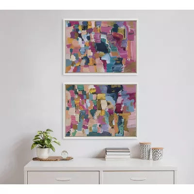 (Set of 2) Sylvie Applause Framed Canvas Set by Leah Nadeau White
