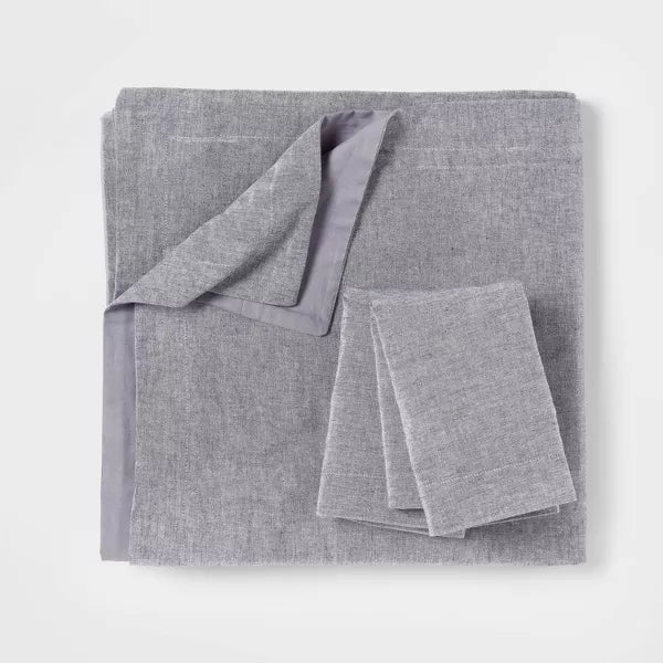 Cotton Linen Chambray Duvet Cover & Sham Set - King