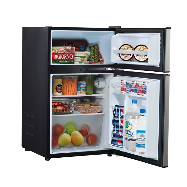 Mini Refrigerator Stainless Steel : Dorm Fridge, Reversible Door, 2 Shelves