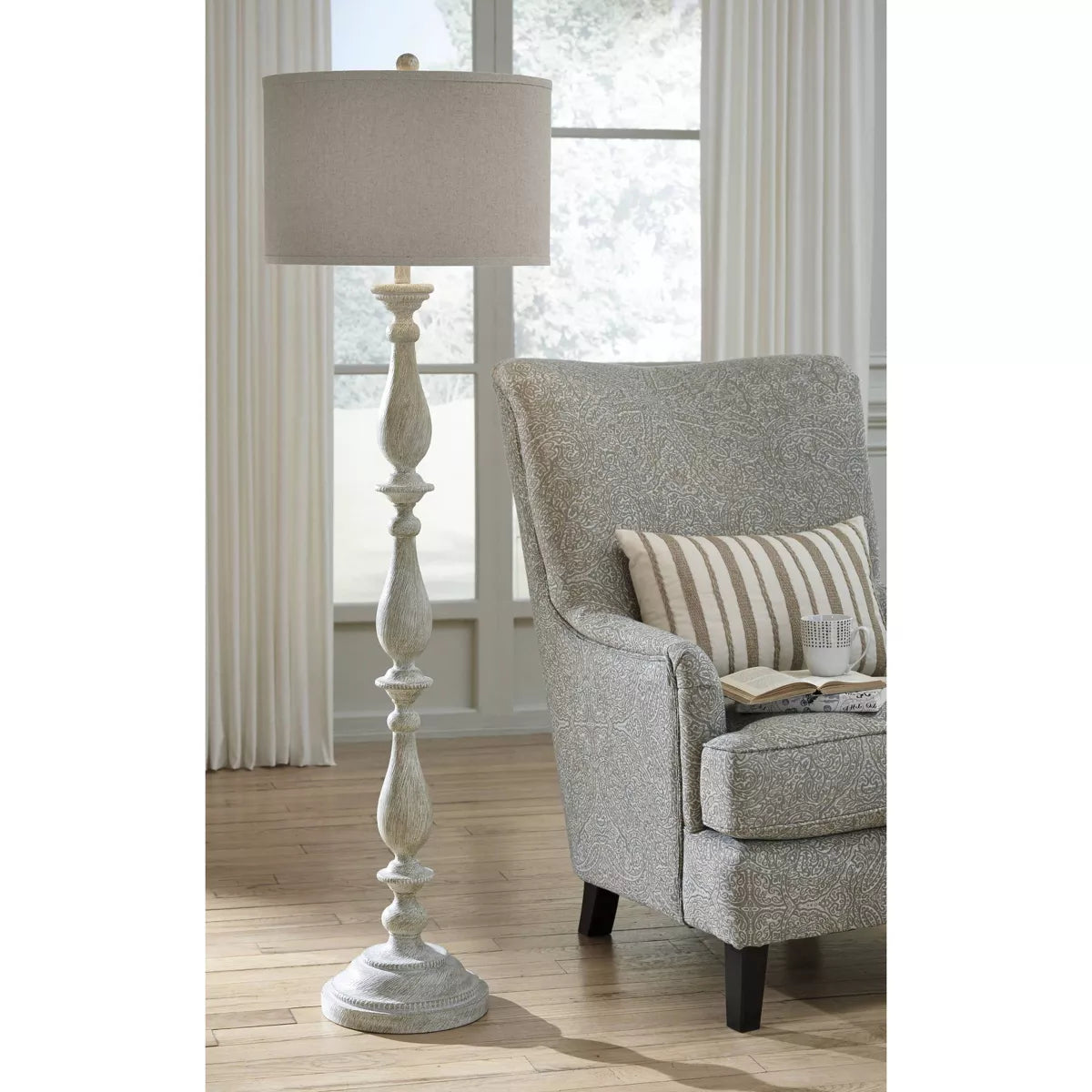 Bernadate Poly Floor Lamp - Whitewash SHOWROOM ITEM