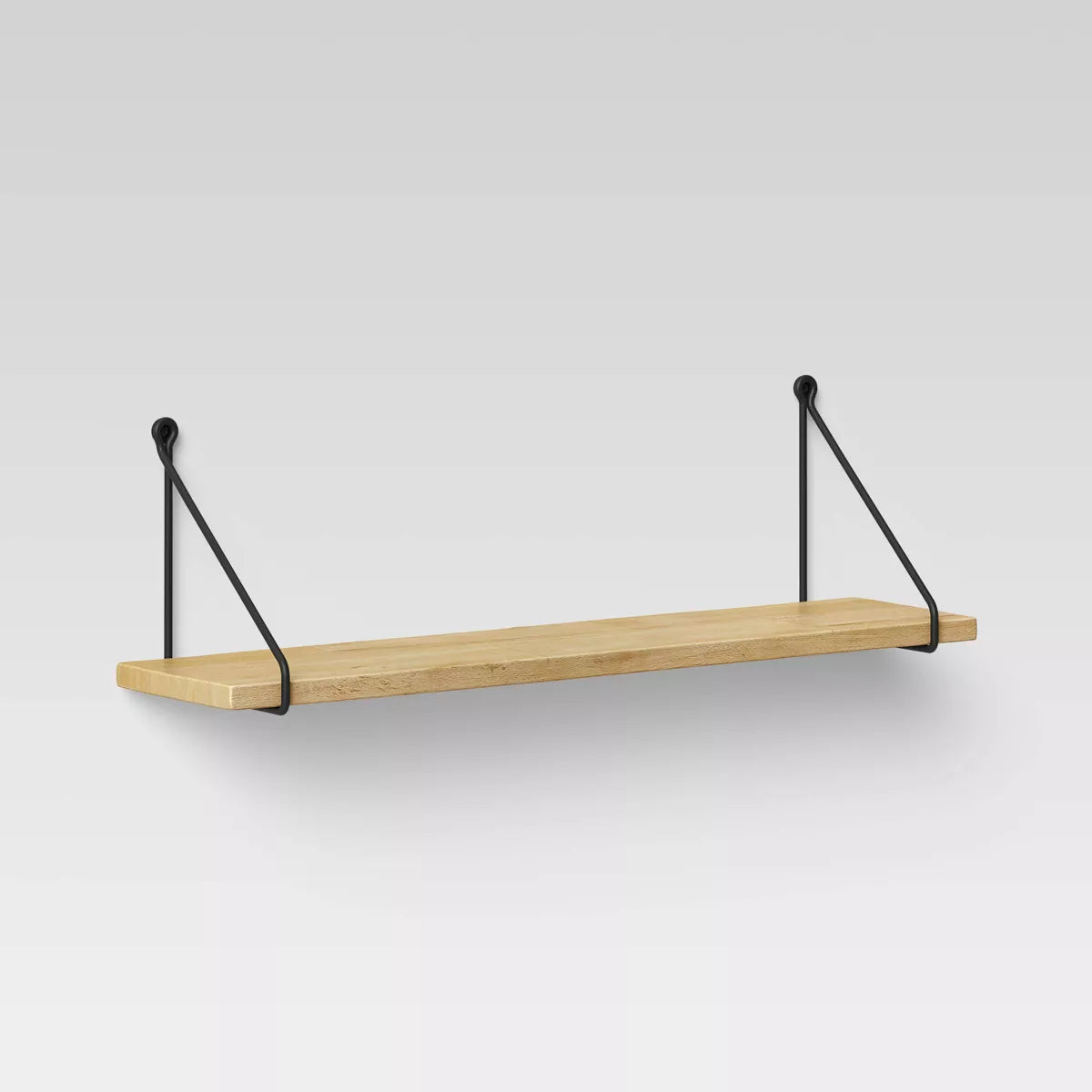 Wood Wall Shelf with Hanging Wire Natural/Black