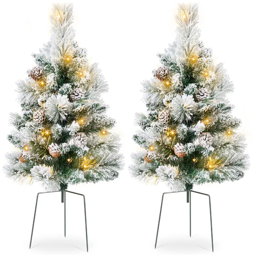 1-Piece Outdoor Pathway Christmas Trees Decor w/ LED Lights, final cut