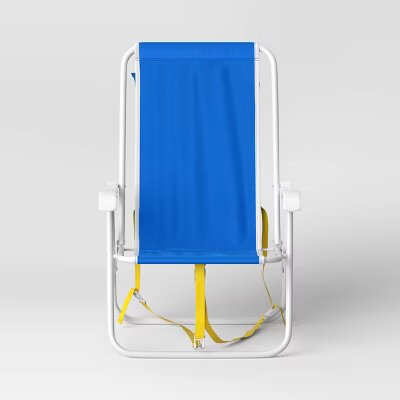 Recycled Fabric Outdoor Portable Beach Chair with Storage Space Blue