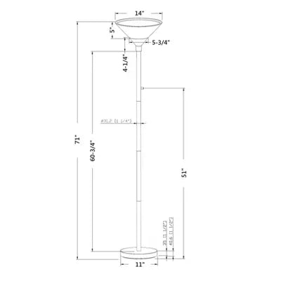 Torchiere Floor Lamp with Glass Shade