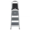 3 Step All Steel Step Stool with Tray: Folding Ladder, Silver, 3 Rungs