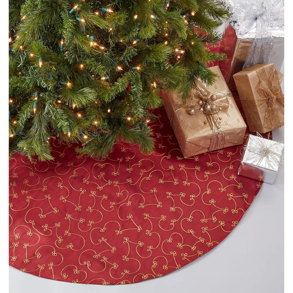 Embroidered Design Christmas Tree Skirt final cut