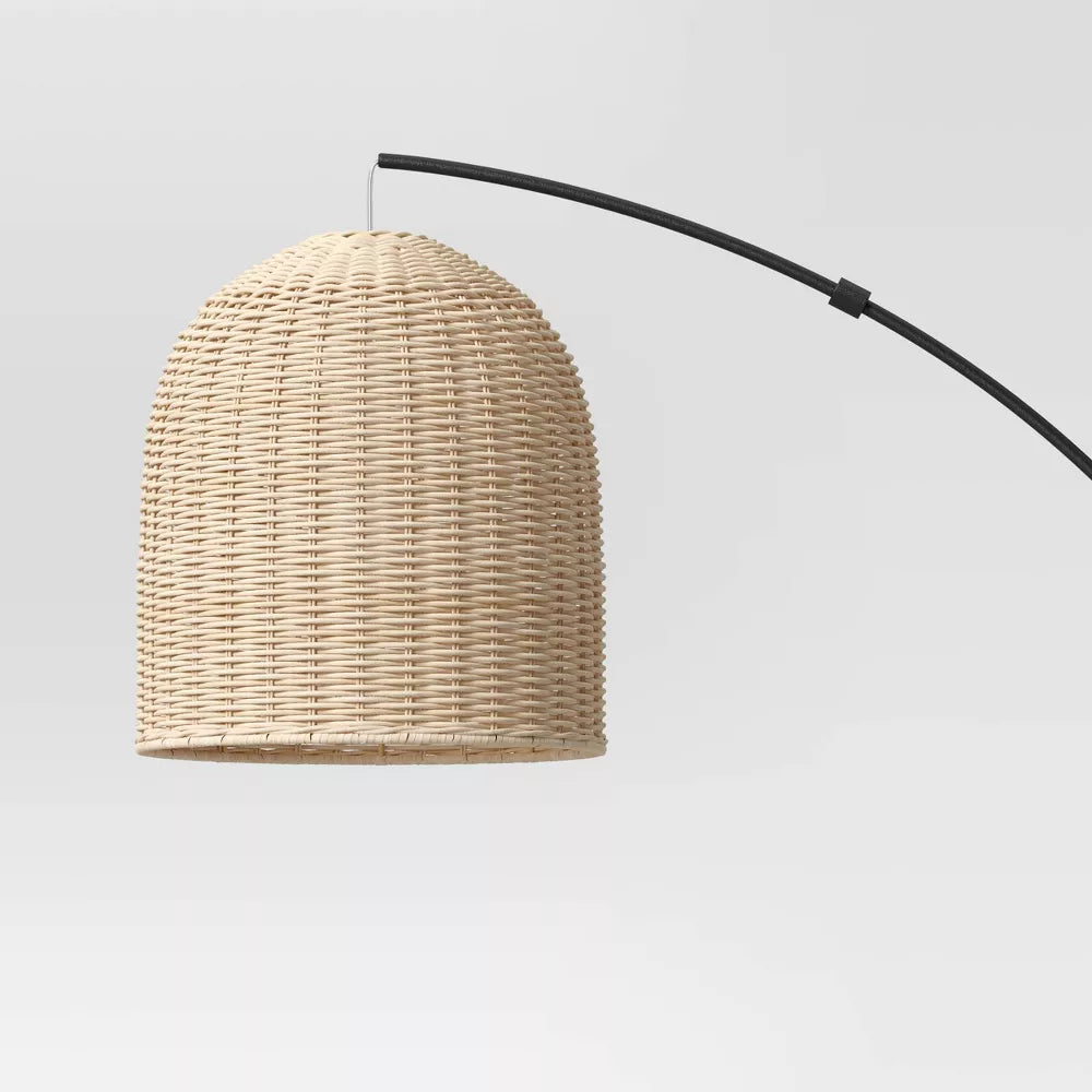 Addison Arc Floor Lamp with Natural Rattan Shade – Salvage & Co Indy