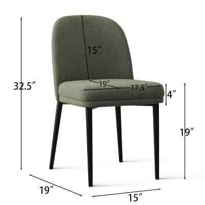 Upholstered Dining Chairs with Linen Blend Fabric and Metal Legs 1-Piece