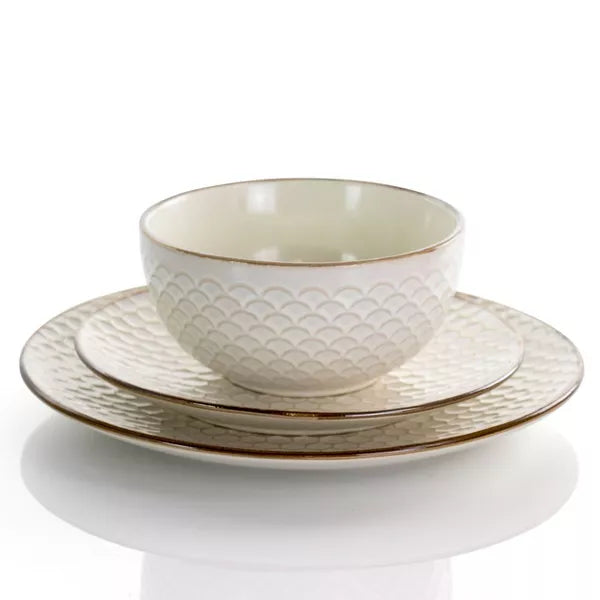 16pc Stoneware Honey Dinnerware Set White